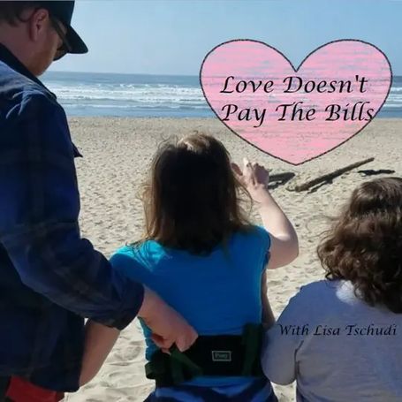 Pictured from behind are two parents both supporting a young girl with a gait belt.  The triad look towards the ocean and the girl points.